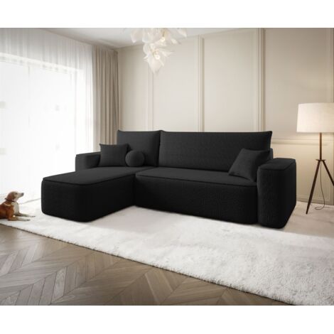 Ecksofa Schlafsofa Sofa AGEPO Stoff Quelle Schwarz Ottomane Links