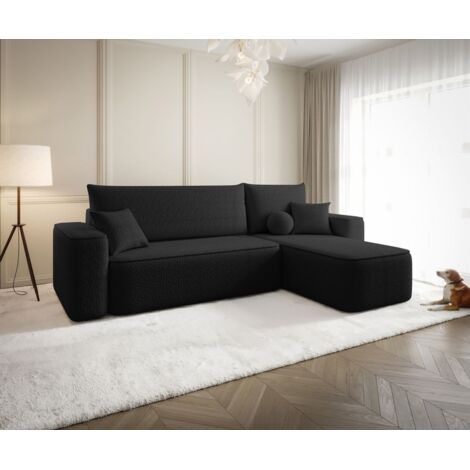 Ecksofa Schlafsofa Sofa AGEPO Stoff Quelle Schwarz Ottomane Rechts