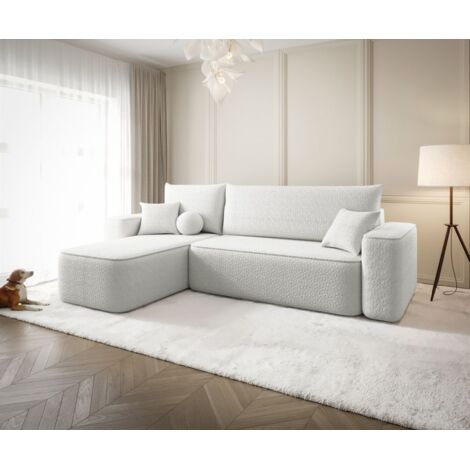 Ecksofa Schlafsofa Sofa AGEPO Stoff Quelle Weiss Ottomane Links