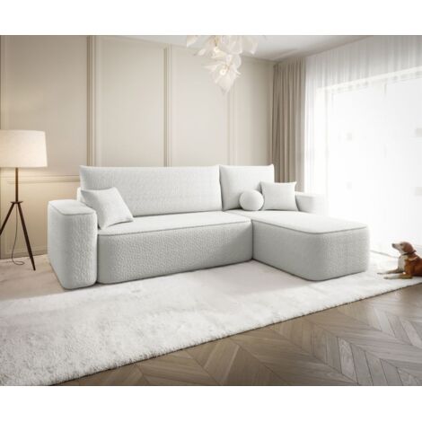 Ecksofa Schlafsofa Sofa AGEPO Stoff Quelle Weiss Ottomane Rechts