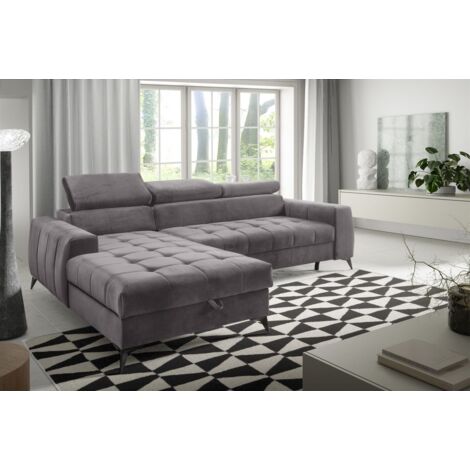 Ecksofa Schlafsofa Sofa AGNESA XS Stoff Salvador Grau Ottomane Links