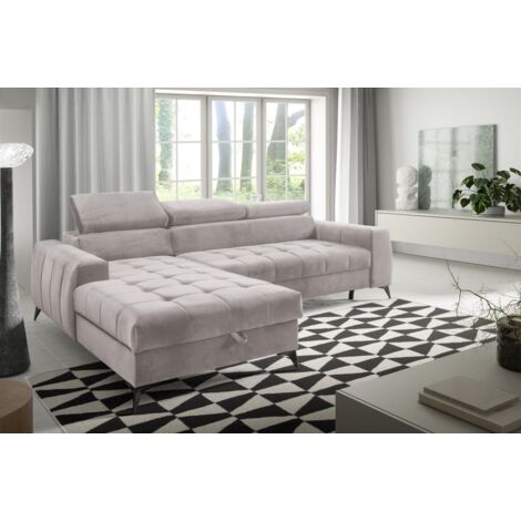 Ecksofa Schlafsofa Sofa AGNESA XS Stoff Salvador Hellbeige Ottomane Links