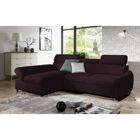 Ecksofa Schlafsofa Sofa ANTON XS in Stoff Esito Violett Ottomane Links