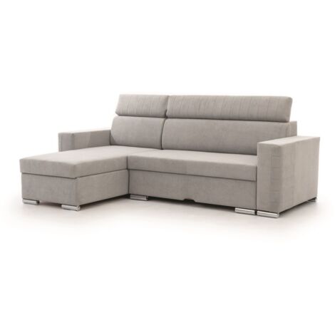 Ecksofa Schlafsofa Sofa CANTON in Stoff Camelia Hellgrau Ottomane Links