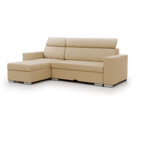 Ecksofa Schlafsofa Sofa CANTON in Stoff Liverpool Beige Ottomane Links