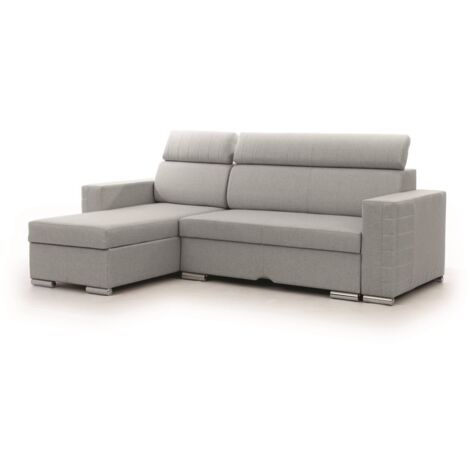 Ecksofa Schlafsofa Sofa CANTON in Stoff Liverpool Grau Ottomane Links