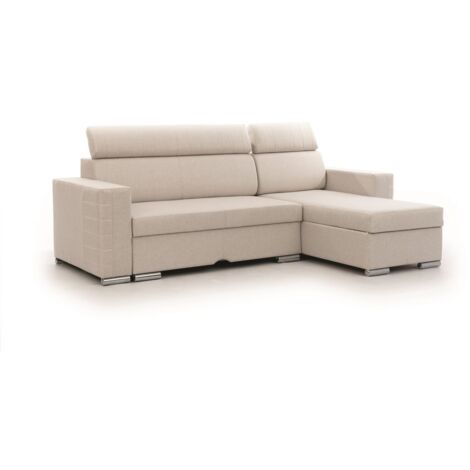 Ecksofa Schlafsofa Sofa CANTON in Stoff Liverpool Pearl Ottomane Rechts