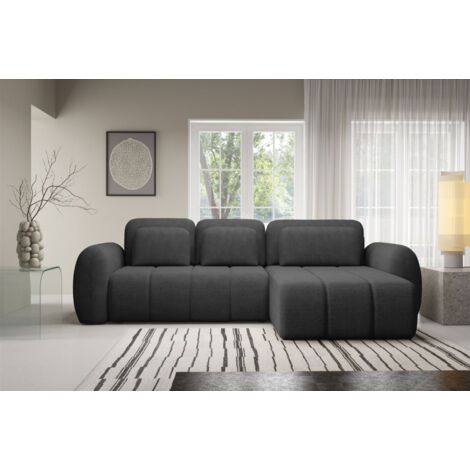 Ecksofa Schlafsofa Sofa CARIA in Stoff Quelle Anthrazit Ottomane Rechts