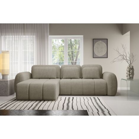 Ecksofa Schlafsofa Sofa CARIA in Stoff Quelle Beige Ottomane Links