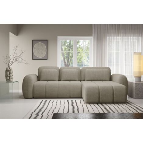 Ecksofa Schlafsofa Sofa CARIA in Stoff Quelle Beige Ottomane Rechts