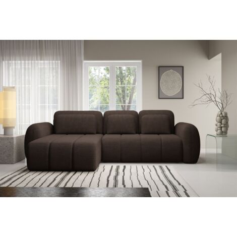 Ecksofa Schlafsofa Sofa CARIA in Stoff Quelle Braun Ottomane Links