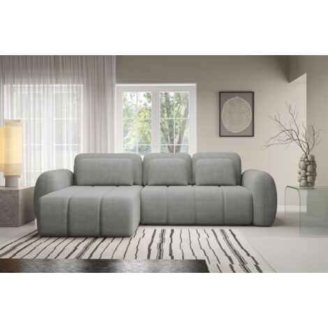 Ecksofa Schlafsofa Sofa CARIA in Stoff Quelle Grau Ottomane Links