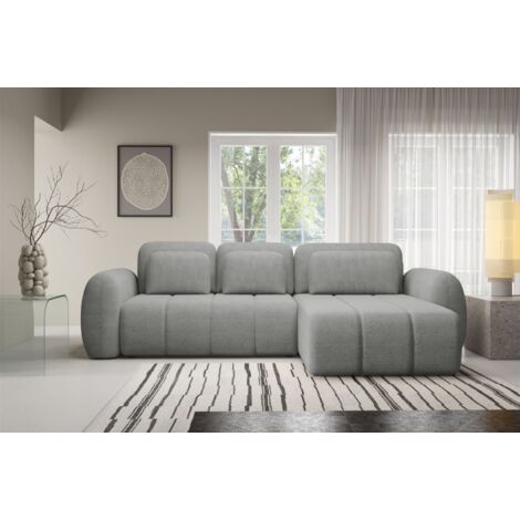 Ecksofa Schlafsofa Sofa CARIA in Stoff Quelle Grau Ottomane Rechts