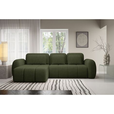 Ecksofa Schlafsofa Sofa CARIA in Stoff Quelle Grün Ottomane Links