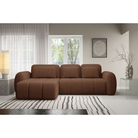 Ecksofa Schlafsofa Sofa CARIA in Stoff Quelle Rotbraun Ottomane Links