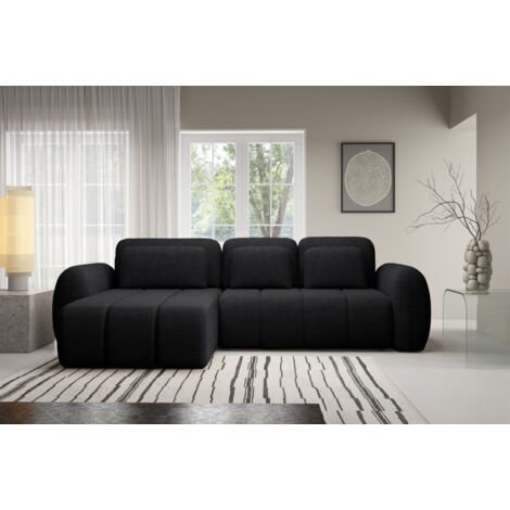 Ecksofa Schlafsofa Sofa CARIA in Stoff Quelle Schwarz Ottomane Links