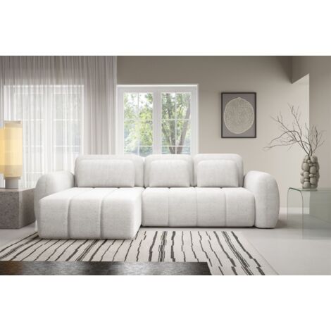 Ecksofa Schlafsofa Sofa CARIA in Stoff Quelle Weiss Ottomane Links