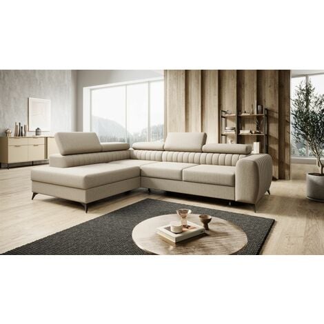 FUN MOEBEL Ecksofa Schlafsofa Sofa FARGO in Stoff Vogue Beige Ottomane Links