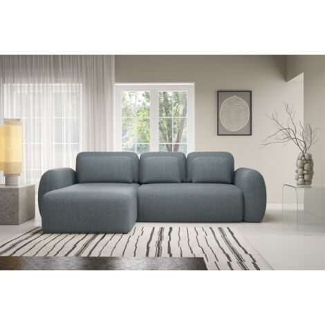 Ecksofa Schlafsofa Sofa GASTON in Stoff Puente Anthrazit Ottomane Links