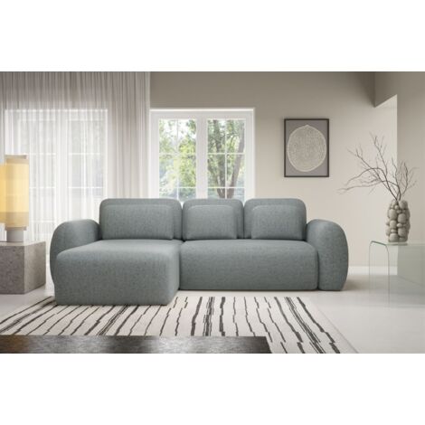 Ecksofa Schlafsofa Sofa GASTON in Stoff Puente Dunkelgrau Ottomane Links