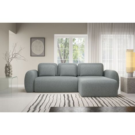 Ecksofa Schlafsofa Sofa GASTON in Stoff Puente Dunkelgrau Ottomane Rechts