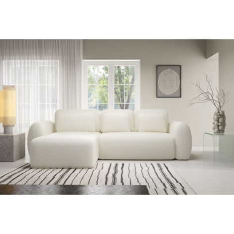 Ecksofa Schlafsofa Sofa GASTON in Stoff Puente Ecru Ottomane Links
