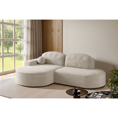 Ecksofa Schlafsofa Sofa GIRONA Stoff Arena Creme Ottomane Links