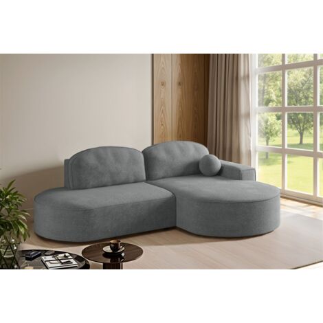 Ecksofa Schlafsofa Sofa GIRONA Stoff Arena Dunkelgrau Ottomane Rechts