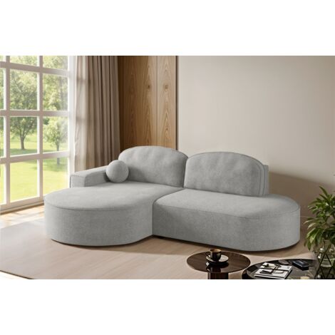 Ecksofa Schlafsofa Sofa GIRONA Stoff Arena Grau Ottomane Links