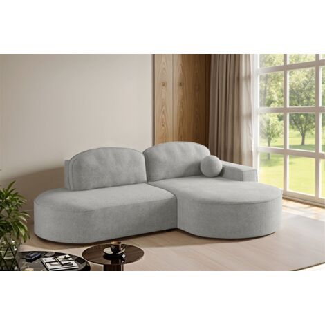 Ecksofa Schlafsofa Sofa GIRONA Stoff Arena Grau Ottomane Rechts