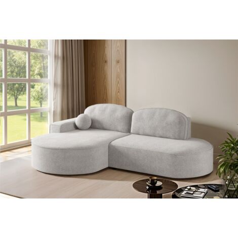 Ecksofa Schlafsofa Sofa GIRONA Stoff Arena Hellgrau Ottomane Links