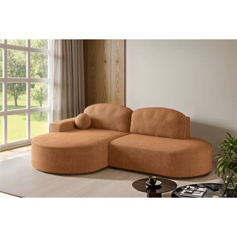 Ecksofa Schlafsofa Sofa GIRONA Stoff Arena Rostbraun Ottomane Links