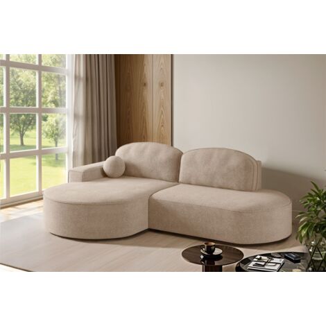 Ecksofa Schlafsofa Sofa GIRONA Stoff Arena Sand Ottomane Links