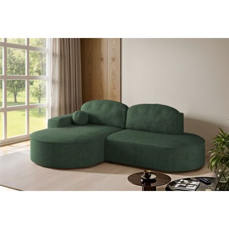 Ecksofa Schlafsofa Sofa GIRONA Stoff Poso Grün Ottomane Links