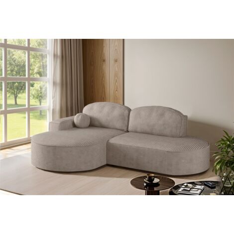 Ecksofa Schlafsofa Sofa GIRONA Stoff Poso Hellbraun Ottomane Links