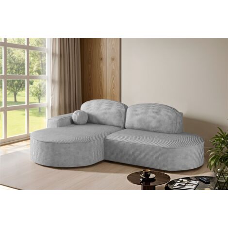 Ecksofa Schlafsofa Sofa GIRONA Stoff Poso Hellgrau Ottomane Links