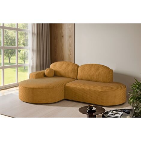 Ecksofa Schlafsofa Sofa GIRONA Stoff Poso Honiggelb Ottomane Links