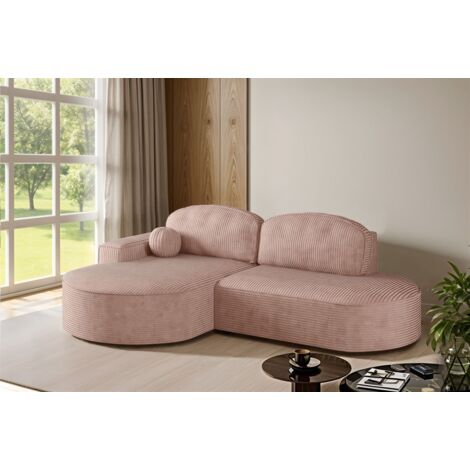 Ecksofa Schlafsofa Sofa GIRONA Stoff Poso Rosa Ottomane Links