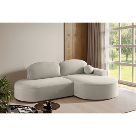 Ecksofa Schlafsofa Sofa GIRONA Stoff Salvador Beige Ottomane Rechts