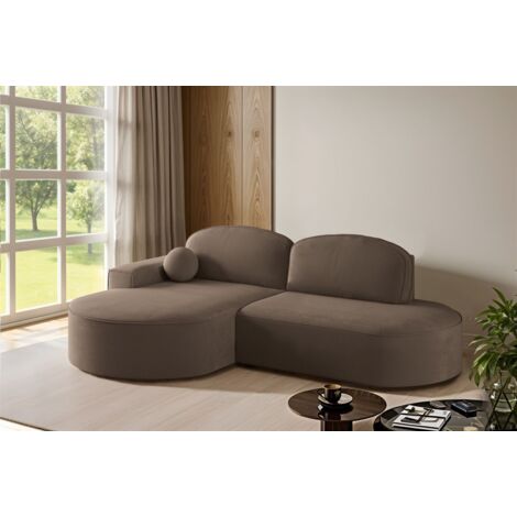 Ecksofa Schlafsofa Sofa GIRONA Stoff Salvador Braun Ottomane Links