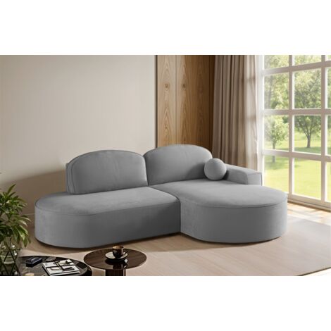 Ecksofa Schlafsofa Sofa GIRONA Stoff Salvador Grafit Ottomane Rechts