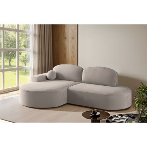 Ecksofa Schlafsofa Sofa GIRONA Stoff Salvador Hellgrau Ottomane Links
