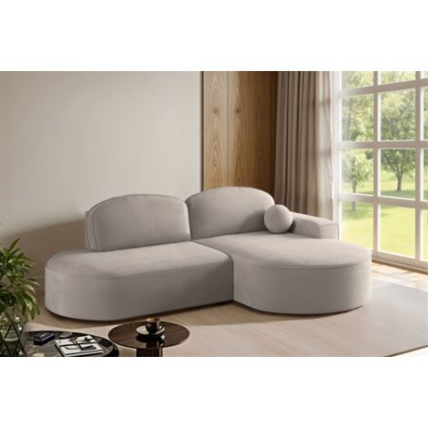 Ecksofa Schlafsofa Sofa GIRONA Stoff Salvador Hellgrau Ottomane Rechts