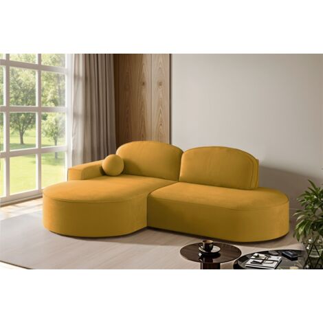 Ecksofa Schlafsofa Sofa GIRONA Stoff Salvador Honiggelb Ottomane Links