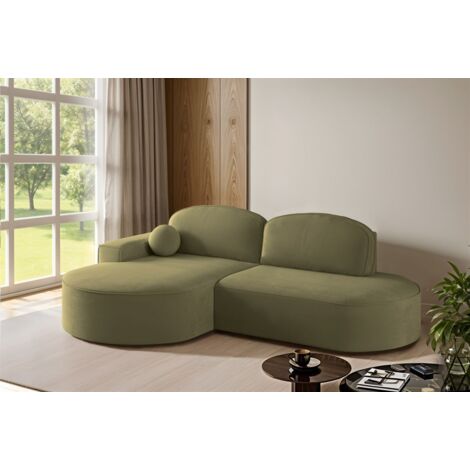 Ecksofa Schlafsofa Sofa GIRONA Stoff Salvador Olivgrün Ottomane Links