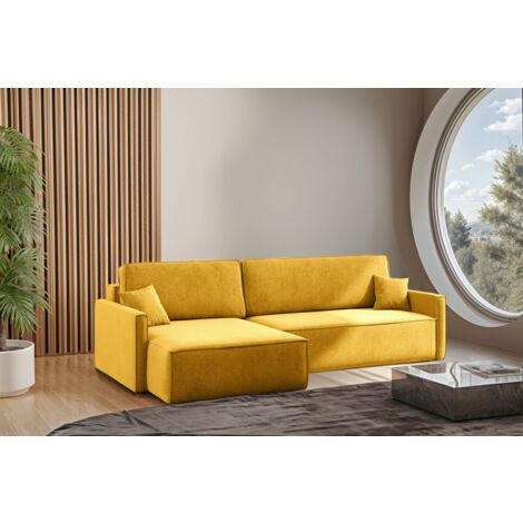 Ecksofa Schlafsofa Sofa LOUIS Stoff Salvador Honiggelb Ottomane Links