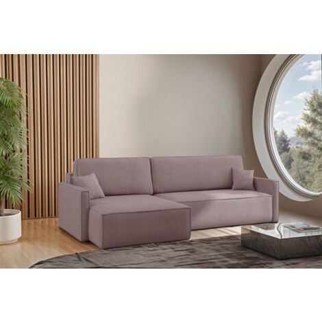 Ecksofa Schlafsofa Sofa LOUIS Stoff Scala Lavendel Ottomane Links