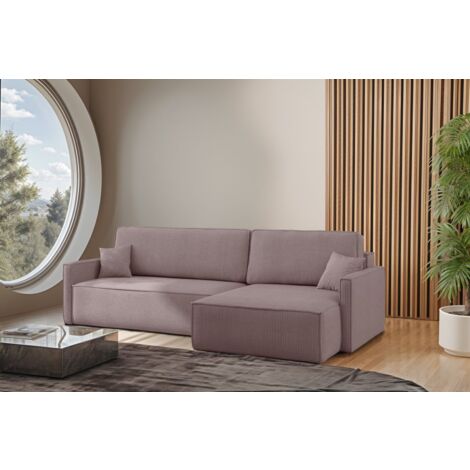 Ecksofa Schlafsofa Sofa LOUIS Stoff Scala Lavendel Ottomane Rechts