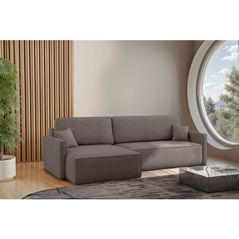 Ecksofa Schlafsofa Sofa LOUIS Stoff Scala Taupe Ottomane Links