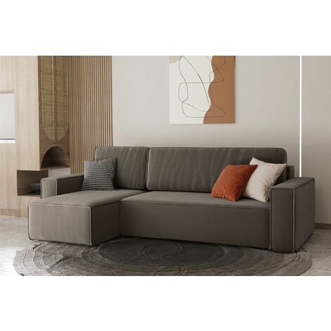 Ecksofa Schlafsofa Sofa MARIS Stoff Quarzgrau Ottomane Links